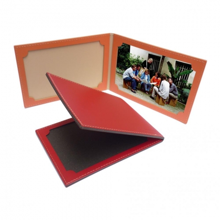 porte-photos-pliable en cuir recycl pour 2 photos 