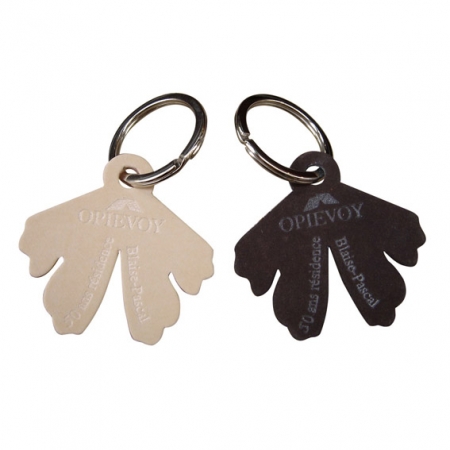 Porte-cls silhouette de Ginkgo Biloba leather leaf key ring 