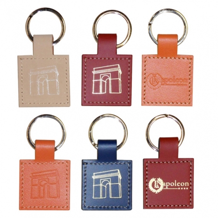 Porte-cls carr en synderme ou cuir recycl Geometric leather Key Rings 