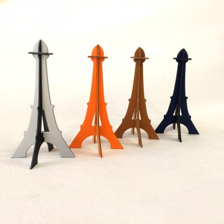 Eiffel Tower card kit made from a rectangle of recycled leather