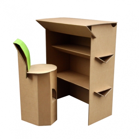 Banque-Etagres et Tabouret pliables en carton - Counter-shelf  