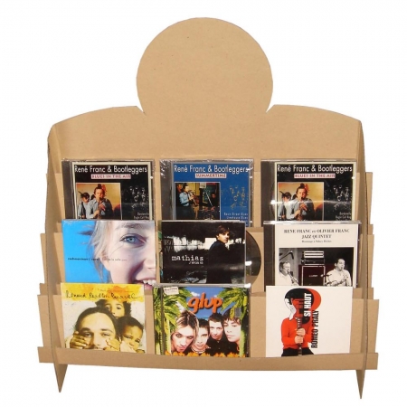 prsentoir en carton-PLV pour cartes postales et CD -cardboard display 