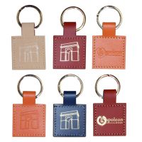 Porte-clés carré en synderme ou cuir recyclé Geometric leather Key Rings